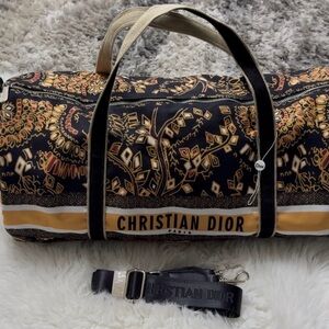 Dior Black and Gold Patterned Duffel Bag